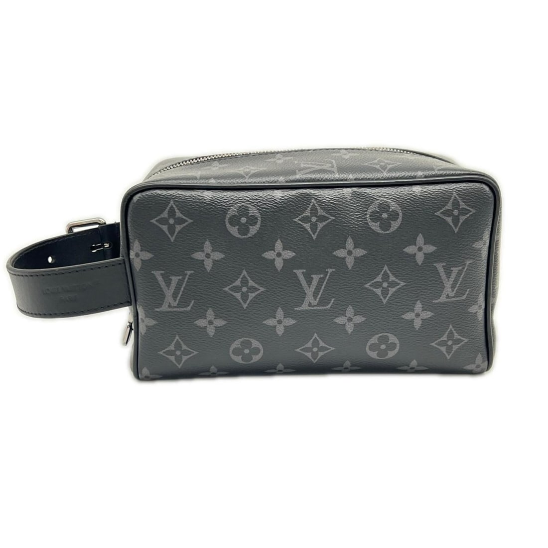 LOUIS VUITTON Monogram Eclipse Locker Dopp Kit M83113 Clutch Bag Black/Gray Leather Men's: --- Catalog ---Category: SizeSize (HxWxD): 13cm x 23cm x 12cm / 5.11'' x 9.05'' x 4.72''Category: DesignType: Clutch bagColor: Black, GrayGender: MenClosure: ZipperMaterial: Monogram Eclipse Category: