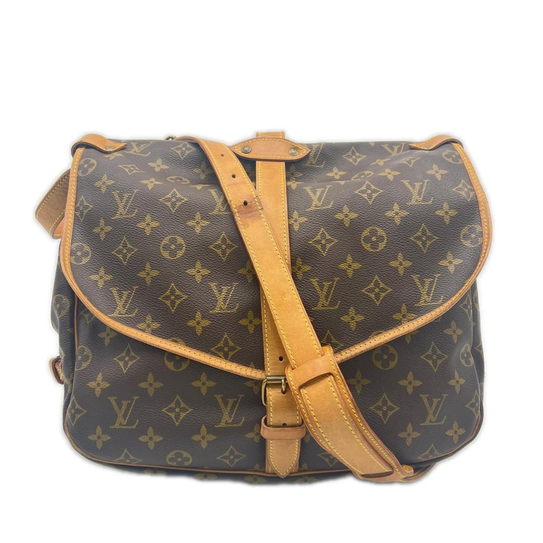 LOUIS VUITTON Monogram Saumur 35 M42254 Shoulder Bag Brown Beige Leather Women's: --- Catalog ---Category: SizeSize (HxWxD): 27cm x 35cm x 23cm / 10.62'' x 13.77'' x 9.05''Strap Length: 126cm / 49.6''Category: DesignType: Shoulder bagColor: Beige, BrownGender: WomenClosure: FlapMat