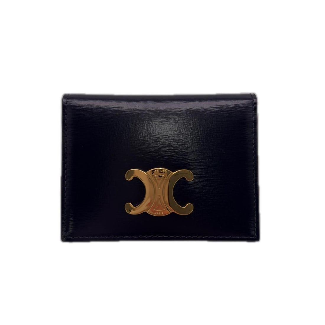 CELINE Shiny Calfskin Bifold Triomphe Card Holder 10P353DPV Business Case/Card Case Black Women's: --- Catalog ---Category: DesignType: Card caseColor: BlackGender: WomenMaterial: Leather Leather/Fur Type: CalfskinCategory: GeneralBrand: CelineCategory: Physical PropertiesSize (HxWxD): 8cm x 10cm x