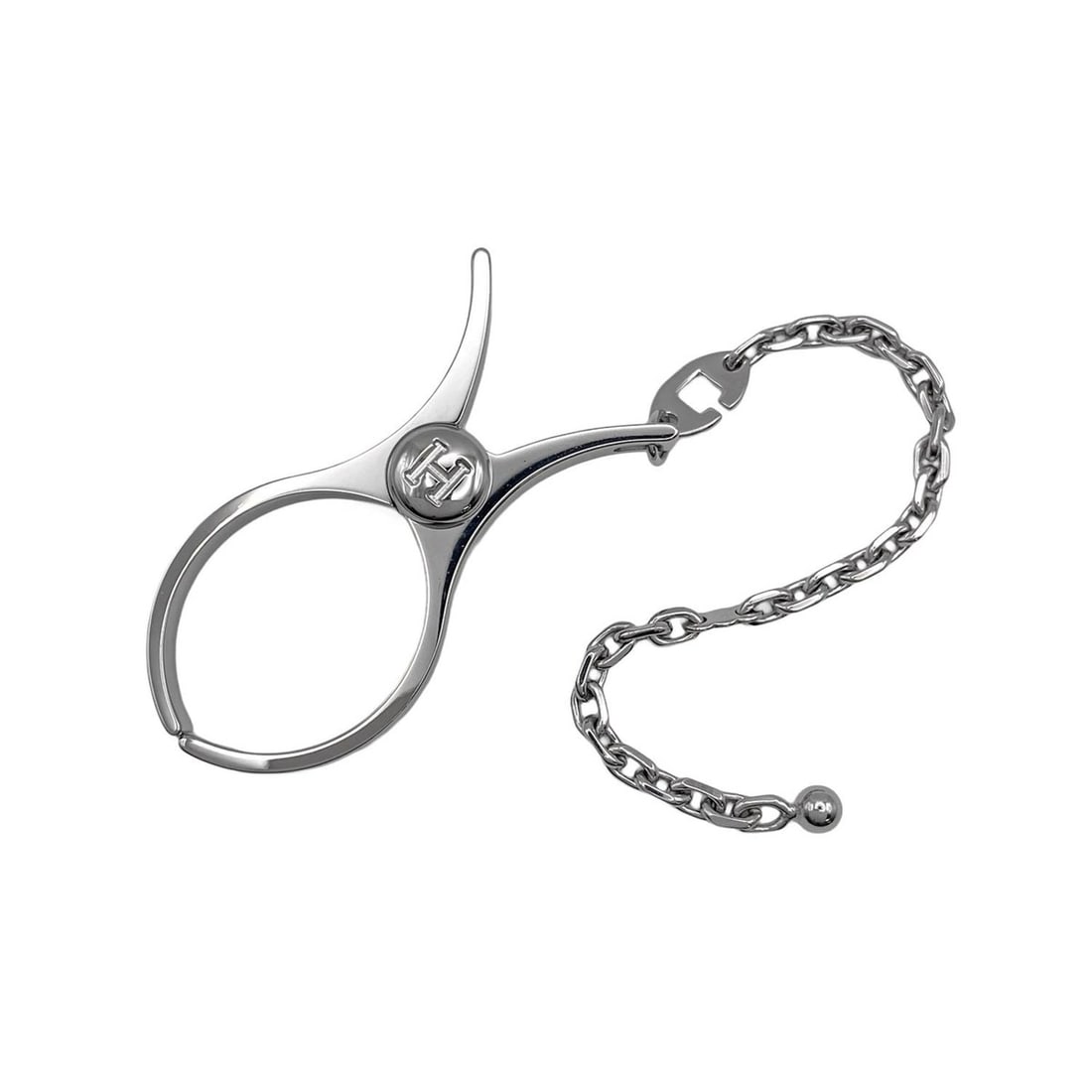 HERMES Philou Glove Holder Charm, Metal, Silver, Men's & Women's