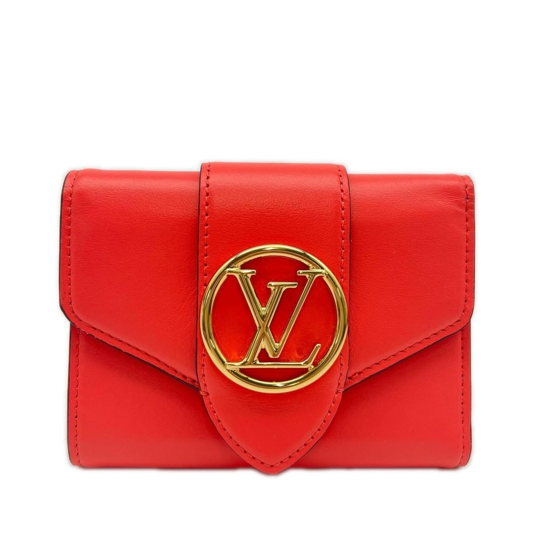 LOUIS VUITTON Portefeuille LV Pont Neuf Compact Dahlia M69177 Tri-fold Wallet Pink Blue Calf Leather