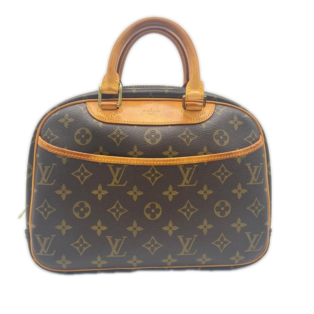 LOUIS VUITTON Monogram Trouville M42228 Handbag Brown Beige Leather Women's: --- Catalog ---Category: SizeSize (HxWxD): 21cm x 28cm x 9.5cm / 8.26'' x 11.02'' x 3.74''Handle Length: 25cm / 9.84''Category: DesignType: HandbagColor: Beige, BrownGender: WomenClosure: ZipperMateri