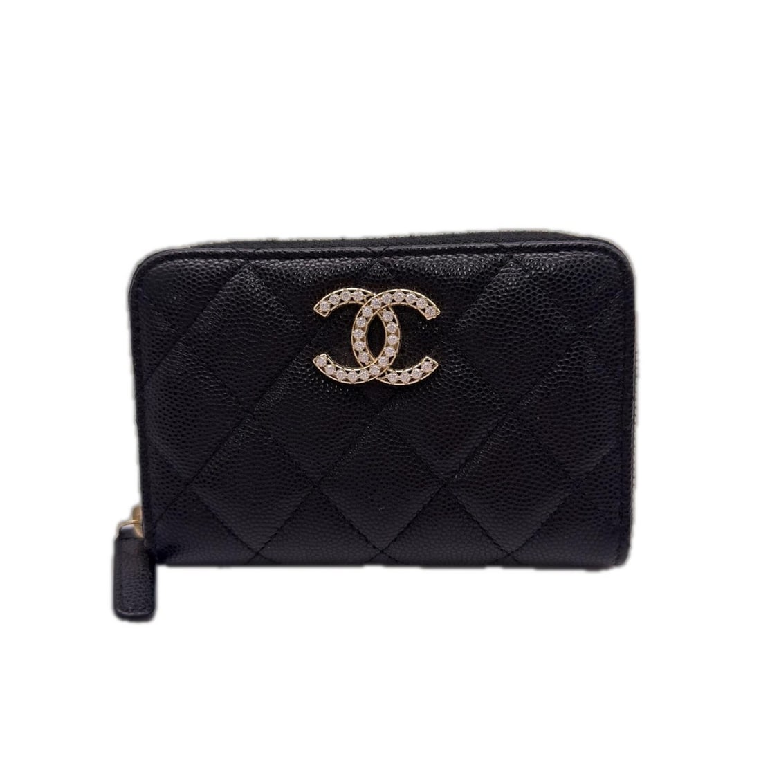 CHANEL Matelassé Zip Coin Purse AP4560 Wallet/Coin Case Black Caviar Leather Women's