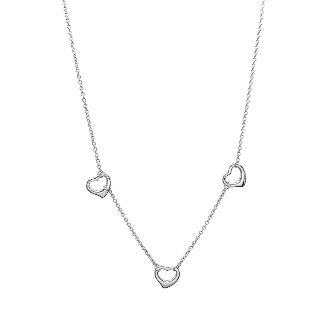 TIFFANY&Co. Open Heart Elsa Peretti Three Triple Necklace (SV925 Silver) for Women