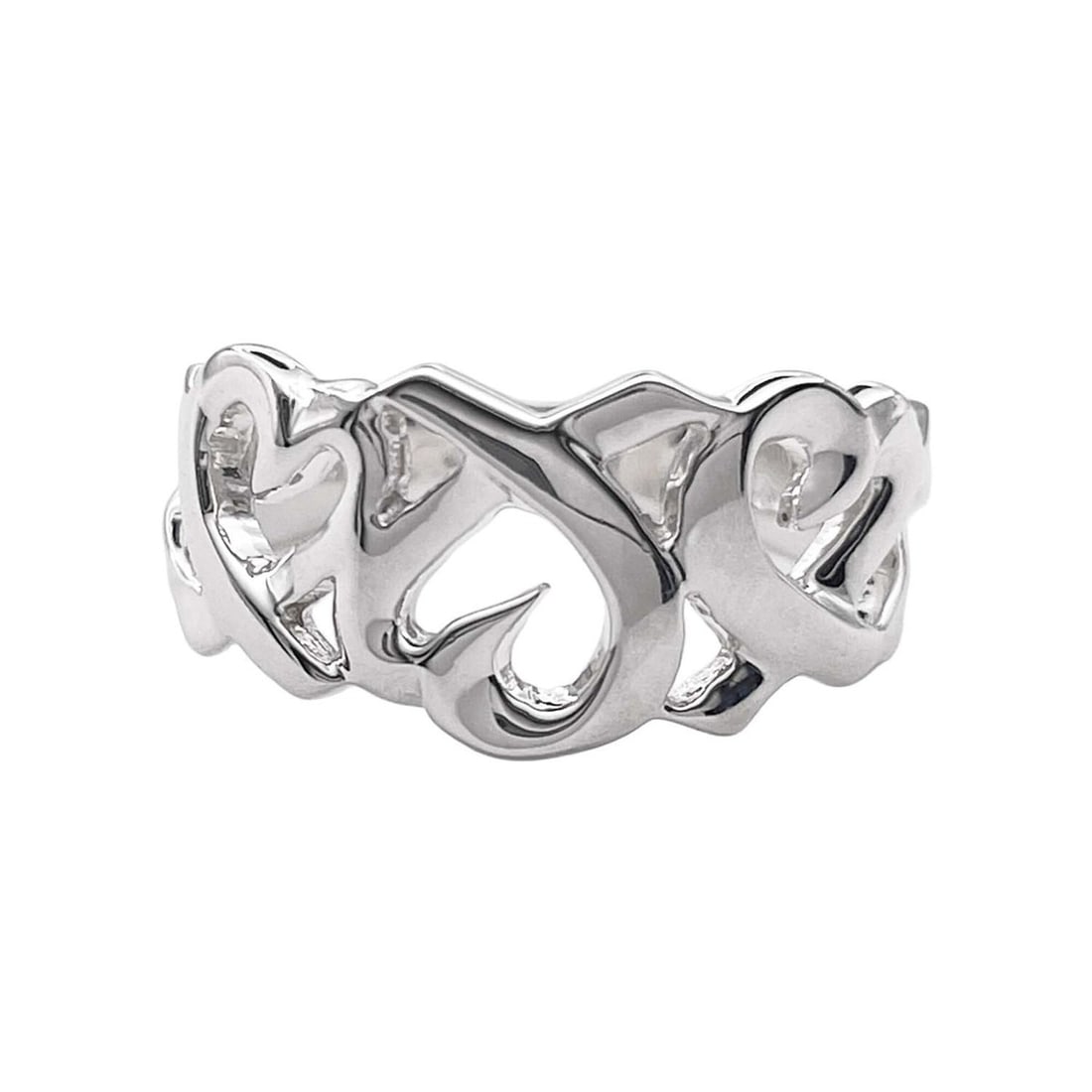 TIFFANY&Co. Triple Loving Heart Paloma Picasso Ring, SV925 7779 Silver, Women's