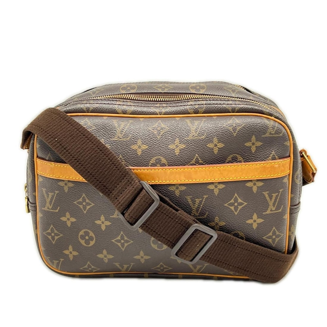LOUIS VUITTON Monogram Reporter PM M45254 Shoulder Bag Brown Beige Leather Men's: --- Catalog ---Category: SizeSize (HxWxD): 22cm x 28cm x 11cm / 8.66'' x 11.02'' x 4.33''Strap Length: 130cm / 51.18''Category: DesignType: Shoulder bagColor: Beige, BrownGender: MenClosure: ZipperMat