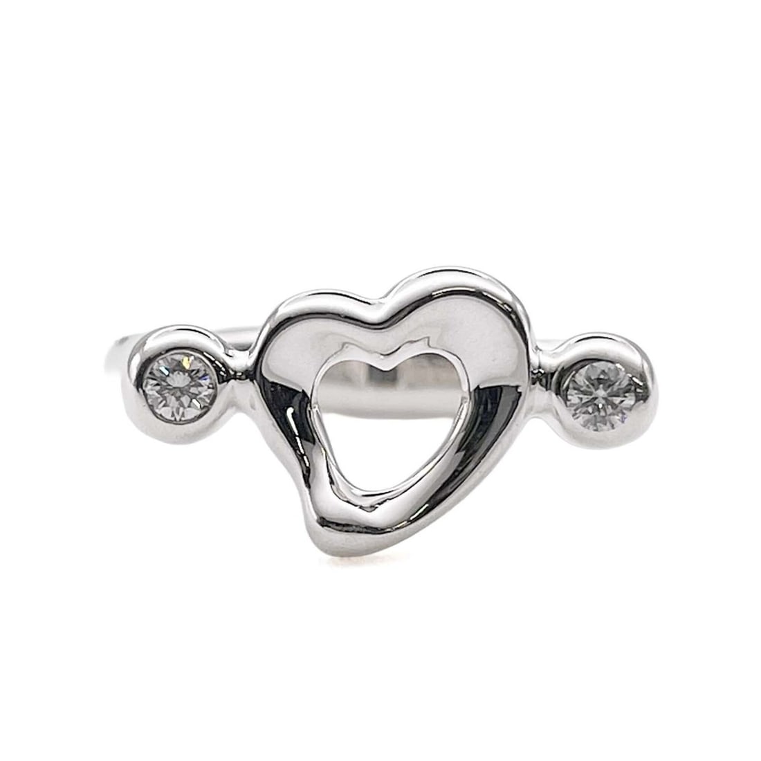 TIFFANY&Co. Open Heart 2-Diamond Ring, SV925 (Silver, 7819), Women's (1 of 11)