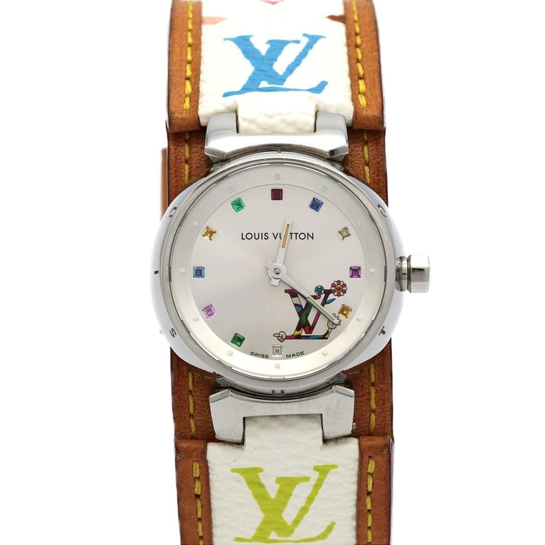 Louis Vuitton Tambour LIMITED Q12130 SS Quartz Watch: --- Catalog ---Category: SizeCase Diameter: 28mm / 1.1''Category: DesignType: WristwatchGender: WomenColor (Dial): SilverMaterial (Case): Stainless steelCategory: GeneralMPN: Q12130Brand: Louis Vuitto