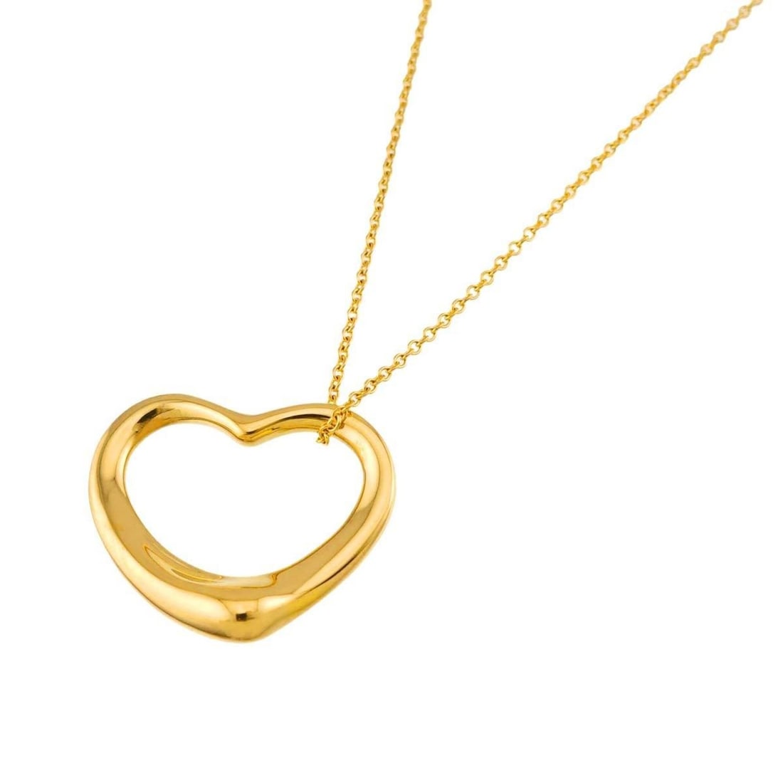 Tiffany & Co. Heart Necklace, 22mm wide, 41cm length, 18K YG Yellow Gold 750 Open Necklace