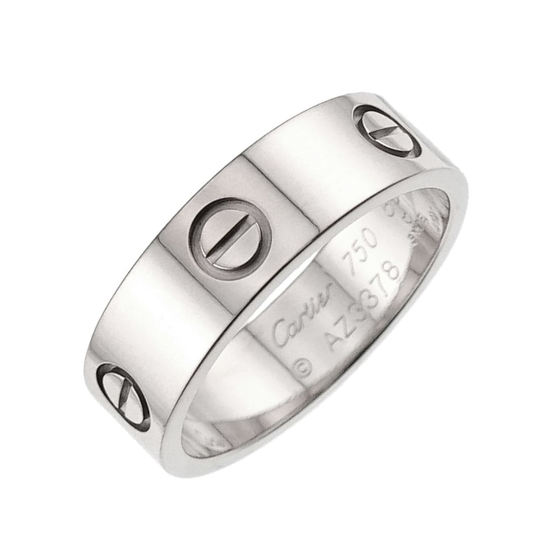 Cartier Love Ring #58, 18K WG (White Gold 750): --- Catalog ---Category: SizeUS Size: 9Brand Size: 58Category: DesignType: Band ringGender: WomenMaterial: White gold (18K)Category: GeneralBrand: Cartier--- Item List ---Section: ConditionRanking: Ra