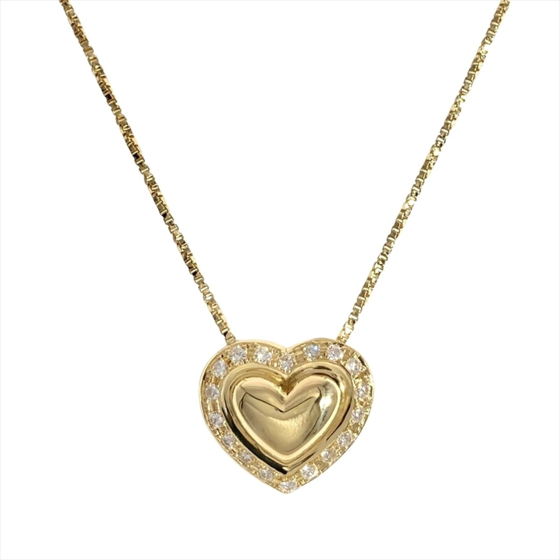 Yves Saint Laurent Saint Laurent heart motif necklace with 0.18ct diamond, 18K yellow gold, 4.4g,