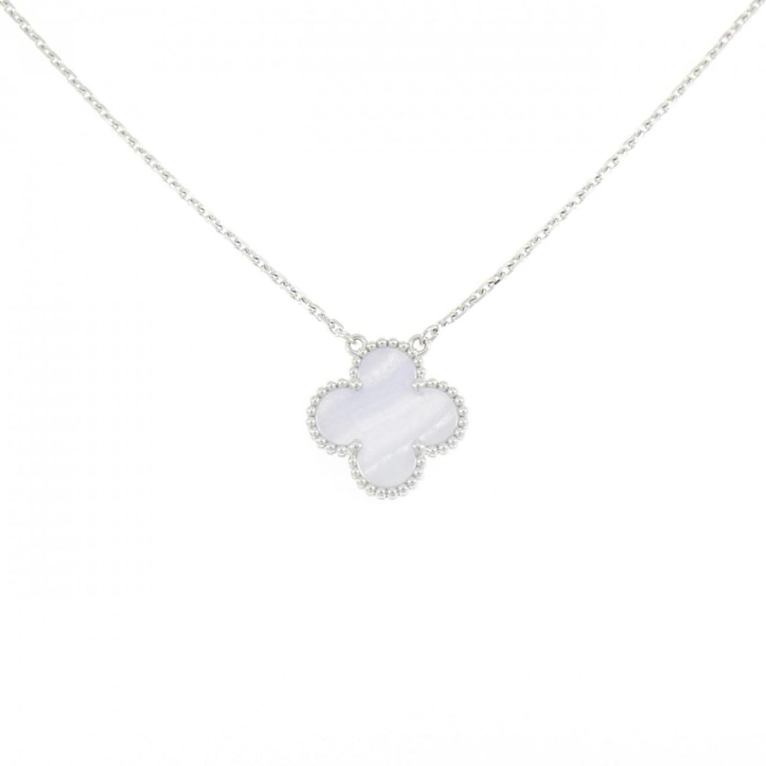 Van Cleef & Arpels Vintage Alhambra Necklace: --- Catalog ---Category: SizePendant Size: 14.8mm x 14.8mm / 0.58'' x 0.58''Neck Circumference: 37 cm - 42 cm / 14.56'' - 16.53''Category: DesignColor: White goldGender: WomenMaterial: White gold