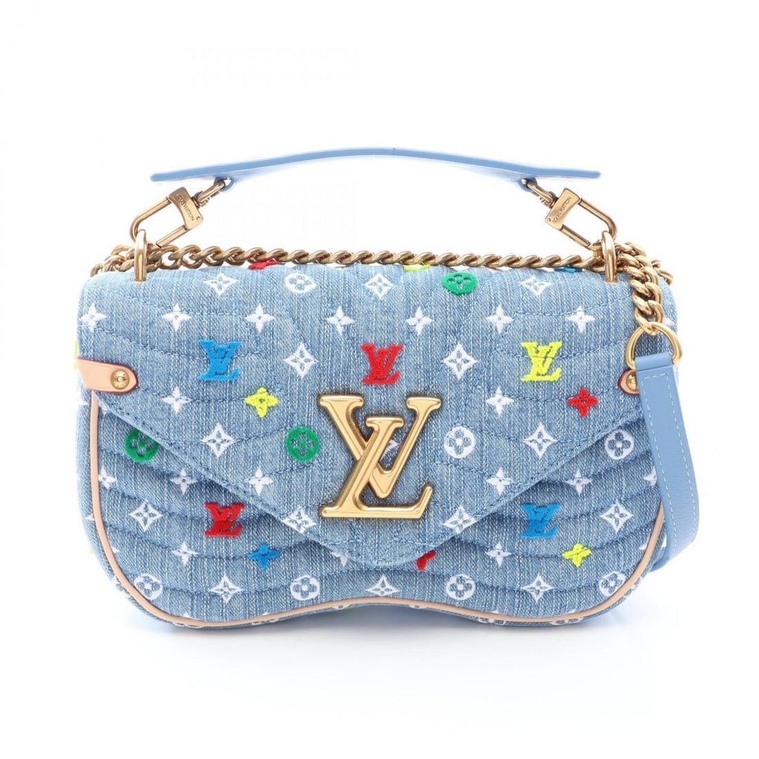 Louis Vuitton New Wave Chain Bag MM 2-Way Shoulder Bag/Handbag, Denim Leather, Women's, Blue: --- Catalog ---Category: SizeSize (HxWxD): 16cm x 25cm x 7cm / 6.29'' x 9.84'' x 2.75''Category: DesignType: Handbag, Shoulder bagColor: BlueGender: WomenMaterial: Denim , Leather Category: