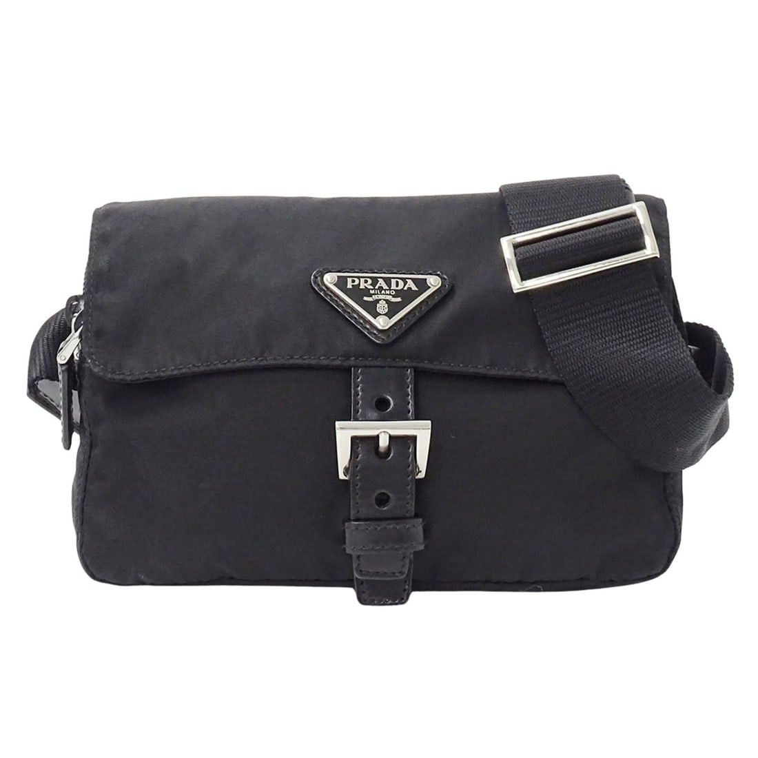 Prada PRADA handbag for men, brand name, body bag, waist nylon, black, mini bag