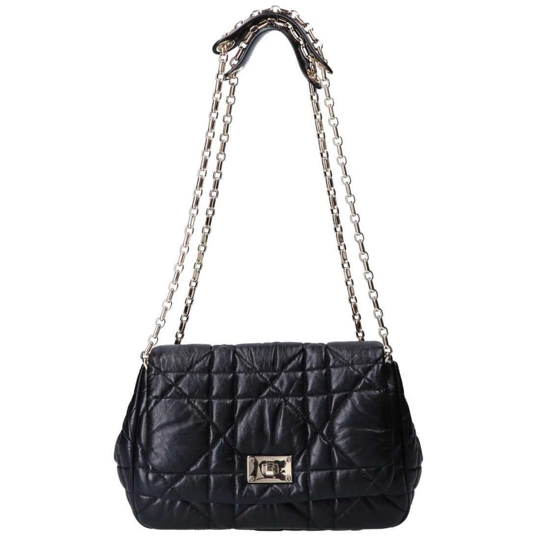 Christian Dior 01-BO-0162 Black Macro Cannage Leather Chain Shoulder Bag - Women's: --- Catalog ---Category: SizeSize (HxWxD): 17cm x 25cm x 9cm / 6.69'' x 9.84'' x 3.54''Category: DesignType: Shoulder bagColor: BlackGender: WomenMaterial: Leather Category: GeneralBrand: Christian Di