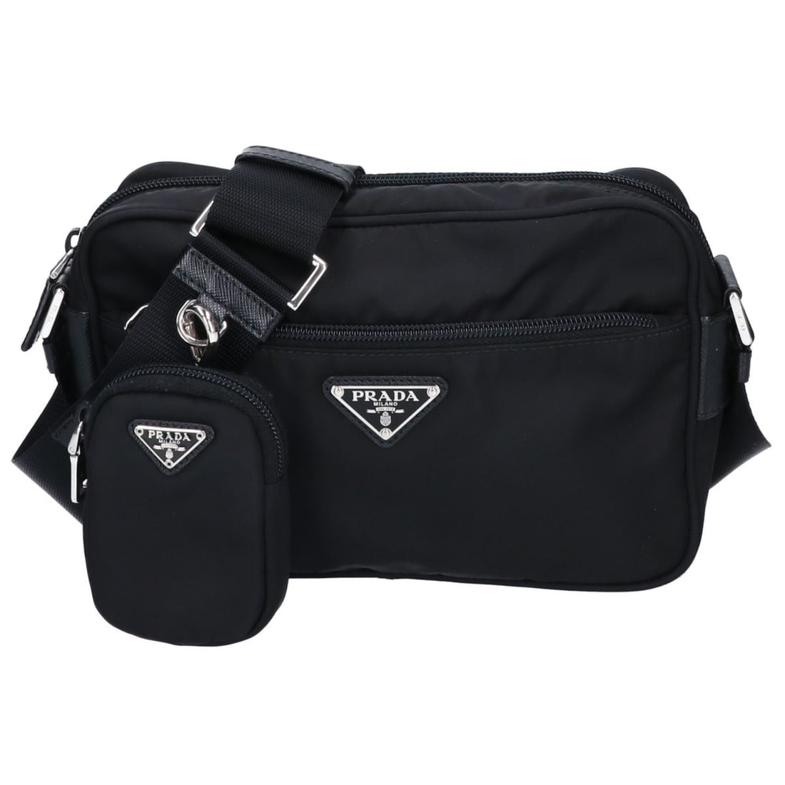 PRADA (Prada) Excellent Condition 1BC167 Re-Nylon Shoulder Bag Black with Silver Hardware Women's: --- Catalog ---Category: SizeSize (HxWxD): 15cm x 23cm x 7cm / 5.9'' x 9.05'' x 2.75''Category: DesignType: Shoulder bagColor: BlackGender: WomenMaterial: Nylon Hardware Color: SilverCategory: General