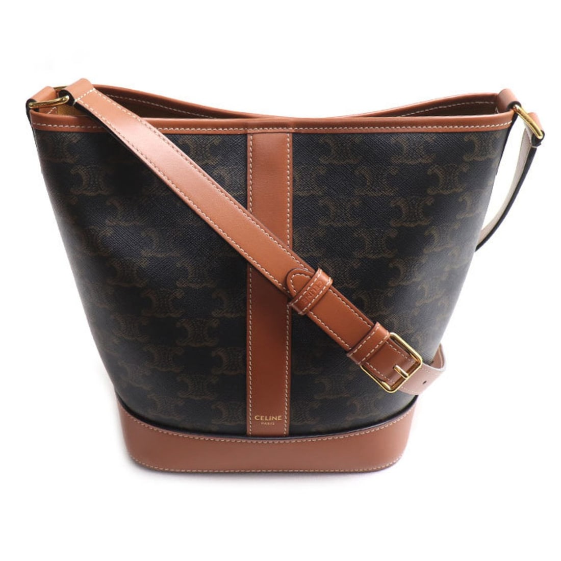CELINE Triomphe Small Basket Shoulder Bag, Tan, 191442CAS.04LU, Women's: --- Catalog ---Category: SizeSize (HxWxD): 22cm x 18cm x 13cm / 8.66'' x 7.08'' x 5.11''Category: DesignType: Basket, Shoulder bagGender: WomenMaterial: PVC , Leather Category: GeneralMPN: 191442CAS.0