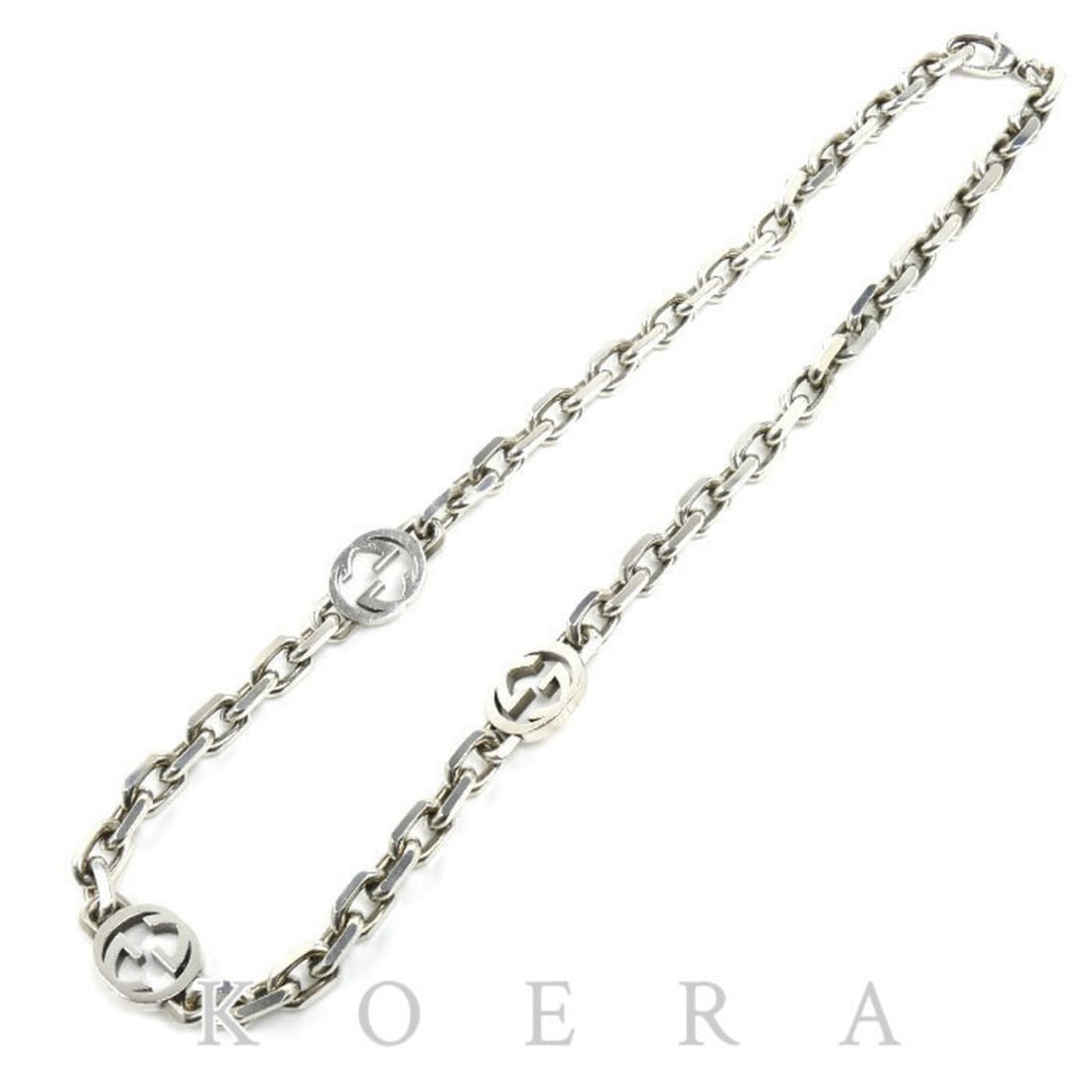 GUCCI Sterling Silver 925 Interlocking G Necklace, 142g, 60cm, Men's: --- Catalog ---Category: SizePendant Size: 20.4mm x 17.1mm / 0.8'' x 0.67''Neck Circumference: 60 cm / 23.62''Category: DesignGender: MenMaterial: Silver 925Necklace Type: NecklaceCategory: GeneralBra