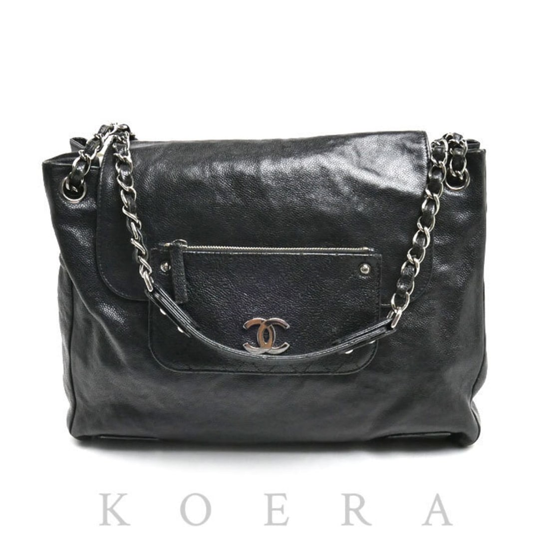 CHANEL Pocket in the City Flap Shoulder Bag, Black, Women's: --- Catalog ---Category: SizeSize (HxWxD): 25cm x 34cm x 12cm / 9.84'' x 13.38'' x 4.72''Category: DesignType: Shoulder bagColor: BlackGender: WomenMaterial: Grained Calfskin Hardware Color: SilverCat