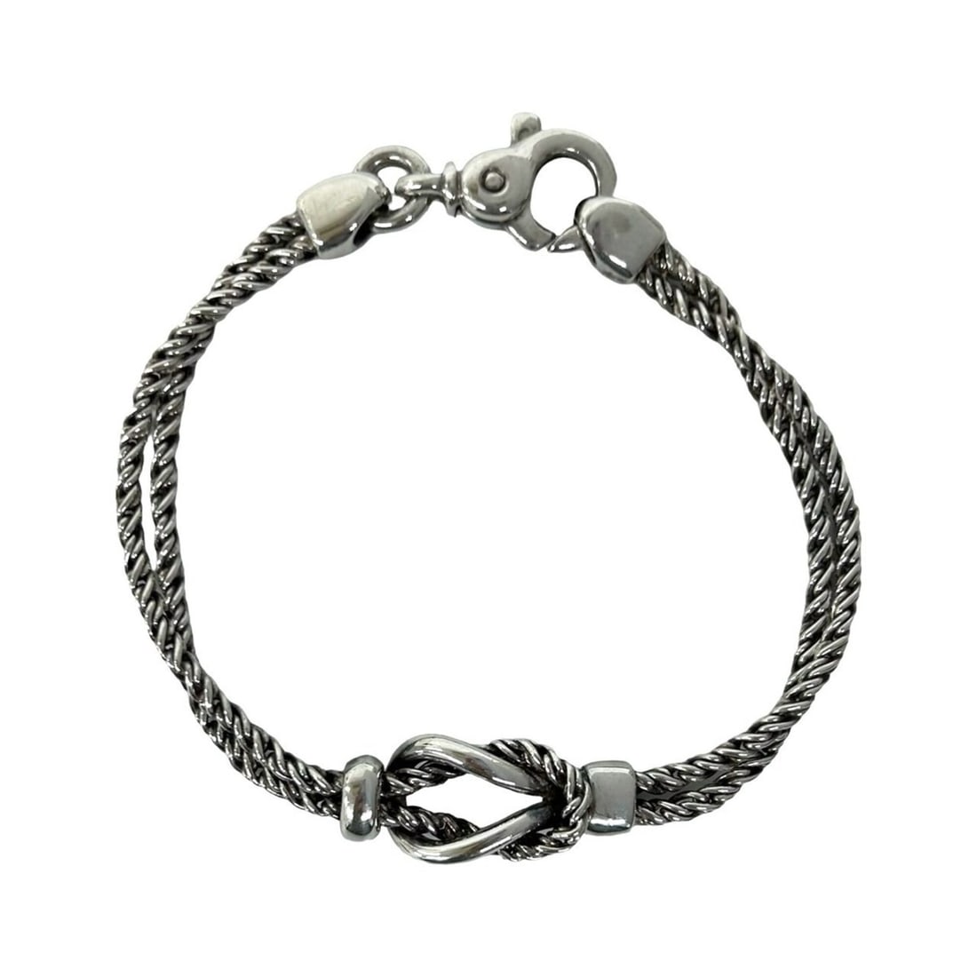 TIFFANY&Co. Tiffany Vintage Double Rope Center Knot Bracelet, Sterling Silver 925, 32400: --- Catalog ---Category: SizeLength: 17.5cm / 6.88''Category: DesignType: Charm braceletColor: SilverGender: WomenMaterial: Silver 925Category: GeneralBrand: Tiffany--- Item List ---Section: Condition