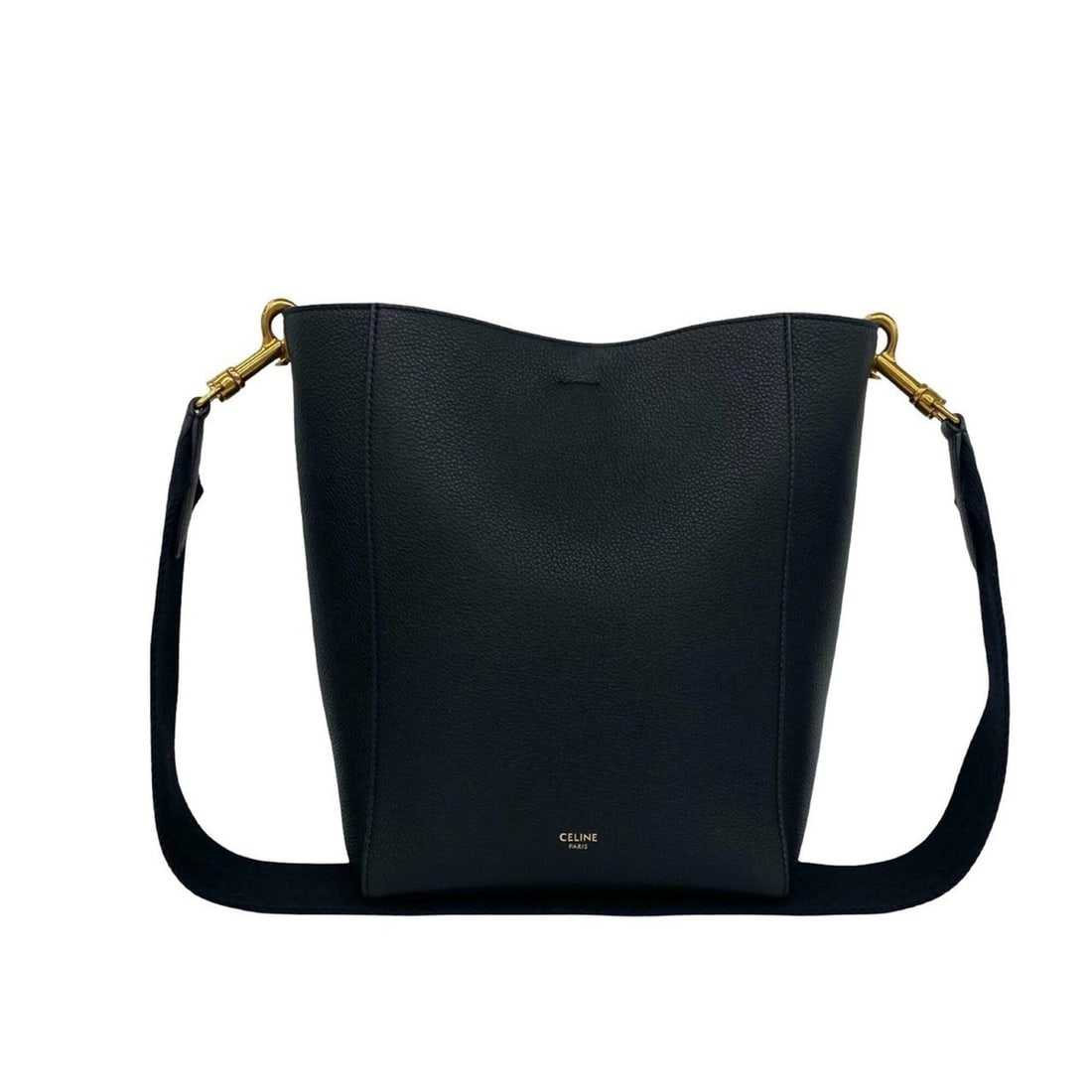 CELINE Celine Sangle Bucket Small Leather Shoulder Bag Crossbody Black 011-2