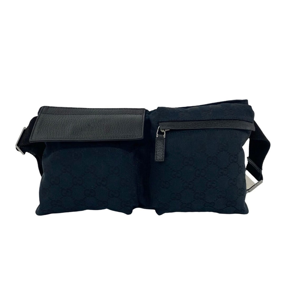 GUCCI GG pattern canvas and leather body bag/waist pouch/shoulder bag, black, 841-8: --- Catalog ---Category: SizeSize (HxWxD): 16.5cm x 29cm / 6.49'' x 11.41''Category: DesignType: Pouch, Shoulder bag, Sling bagColor: BlackGender: WomenMaterial: Canvas , Leather Category: GeneralBran