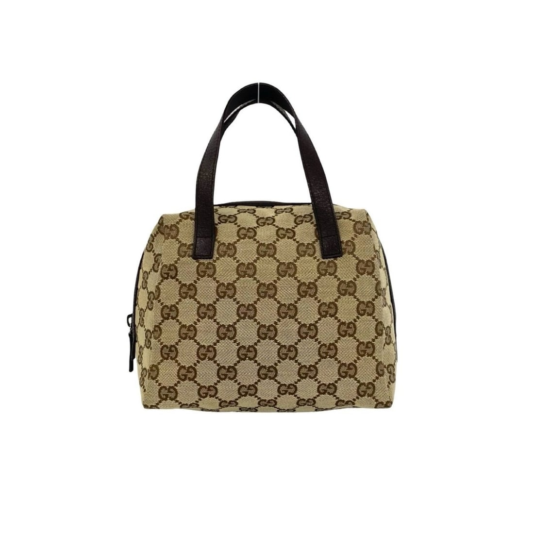 GUCCI GG pattern canvas and leather round zip handbag, mini Boston bag, brown/beige, 826-8: --- Catalog ---Category: SizeSize (HxWxD): 18.5cm x 19.5cm x 11cm / 7.28'' x 7.67'' x 4.33''Category: DesignType: Boston bag, HandbagColor: BrownGender: WomenMaterial: Canvas , Leather Category: Gener