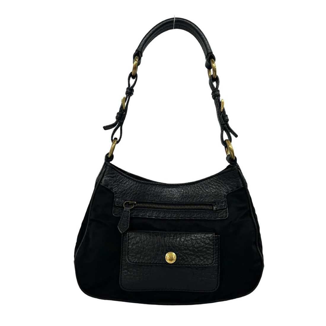 PRADA Prada Triangle Logo Plate Hardware Leather Genuine Tessuto Nylon Semi One Shoulder Bag Handbag: --- Catalog ---Category: SizeSize (HxWxD): 19cm x 27cm x 7cm / 7.48'' x 10.62'' x 2.75''Category: DesignType: Handbag, Shoulder bagColor: BlackGender: WomenMaterial: Leather , Nylon Category: GeneralB