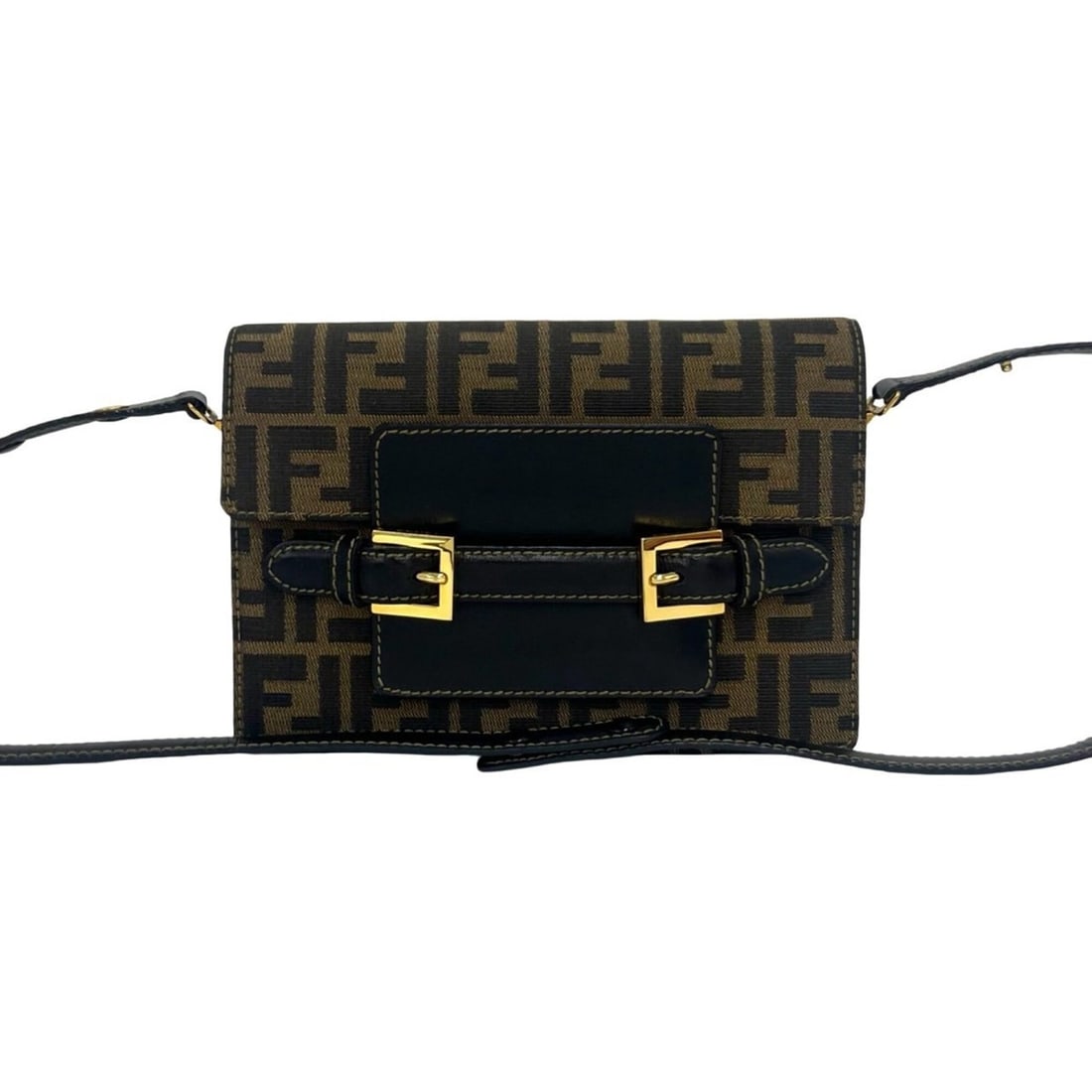 FENDI Vintage Zucca FF Logo Pattern Canvas Leather Semi One Shoulder Bag Brown 21844: --- Catalog ---Category: SizeSize (HxWxD): 16cm x 22.5cm x 2cm / 6.29'' x 8.85'' x 0.78''Category: DesignType: Shoulder bagColor: Black, BrownGender: WomenMaterial: Canvas , Leather Category: GeneralB