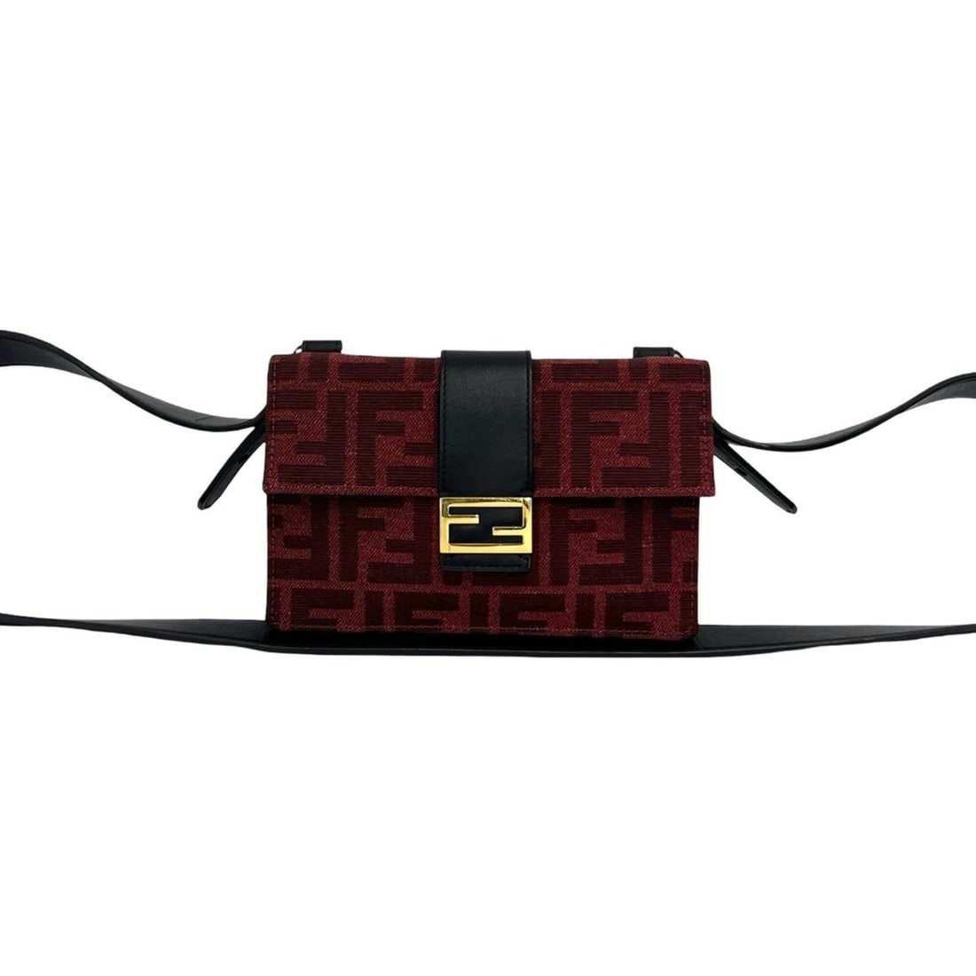 FENDI Marspio Bucket Zucca FF Logo Pattern Canvas Leather Shoulder Bag Sacoche Red 32417: --- Catalog ---Category: SizeSize (HxWxD): 10.5cm x 16.5cm x 1.5cm / 4.13'' x 6.49'' x 0.59''Category: DesignType: Shoulder bagColor: Black, Red colorGender: WomenMaterial: Canvas , Leather Category: 