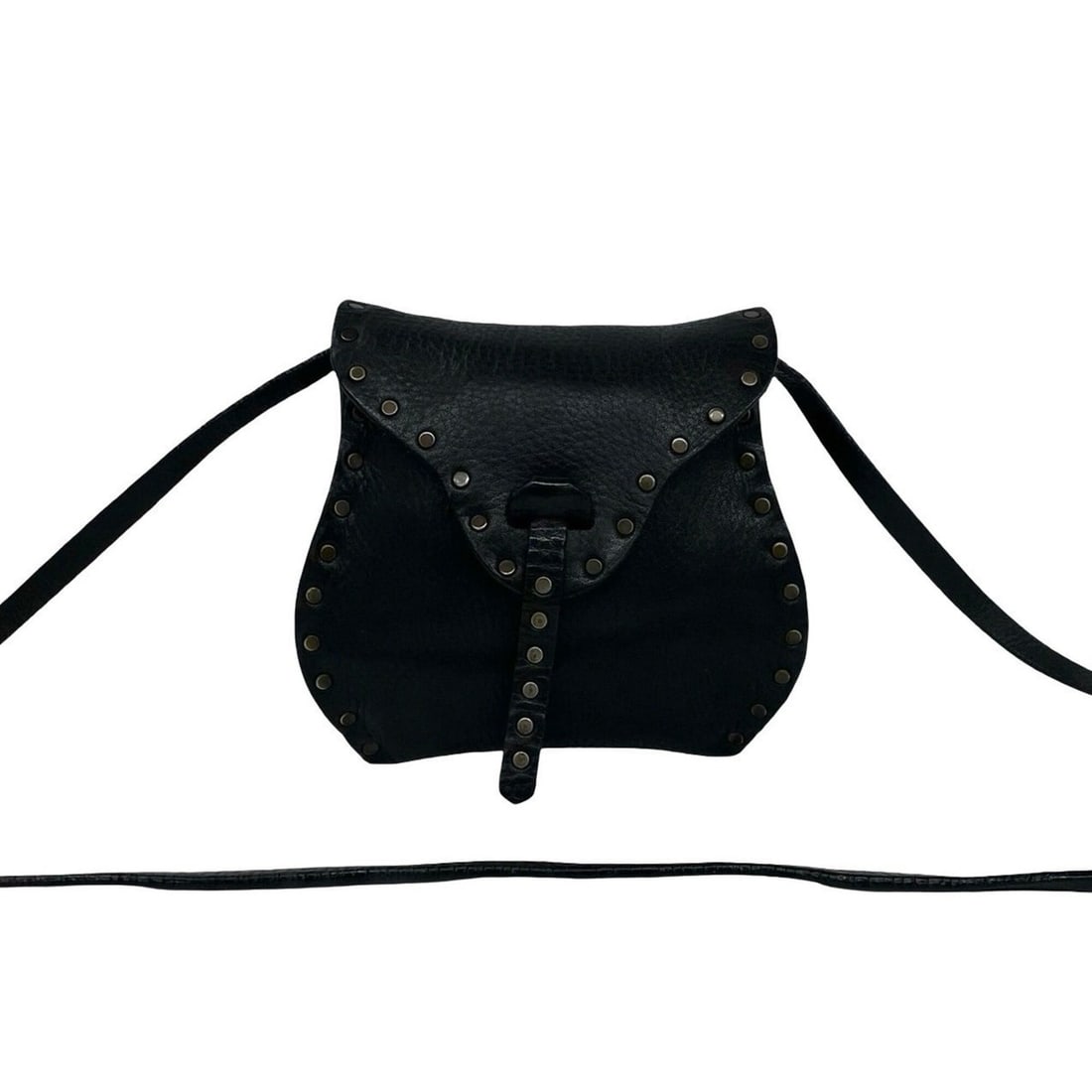 CELINE Celine Blazon Triomphe Logo Leather Mini Shoulder Bag Pouch Black 31718