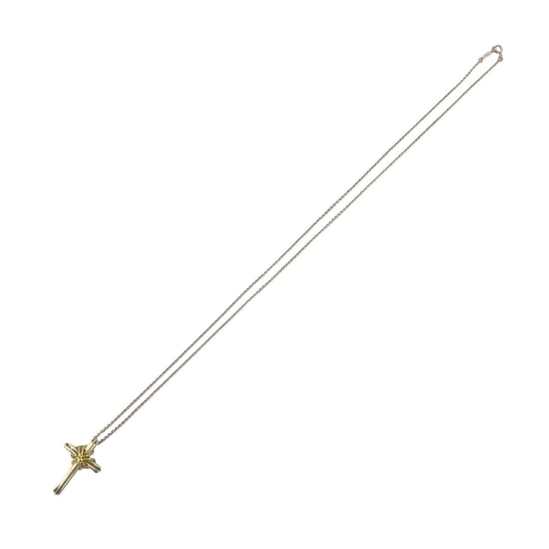 TIFFANY&Co. Tiffany Vintage Signature Cross Necklace, Sterling Silver 925, 18K Yellow Gold, 31398: --- Catalog ---Category: SizePendant Size: 32mm x 21mm / 1.25'' x 0.82''Neck Circumference: 61 cm / 24.01''Category: DesignColor: Gold, SilverGender: WomenMaterial: Silver 925, Yellow gold (18K)Neckla
