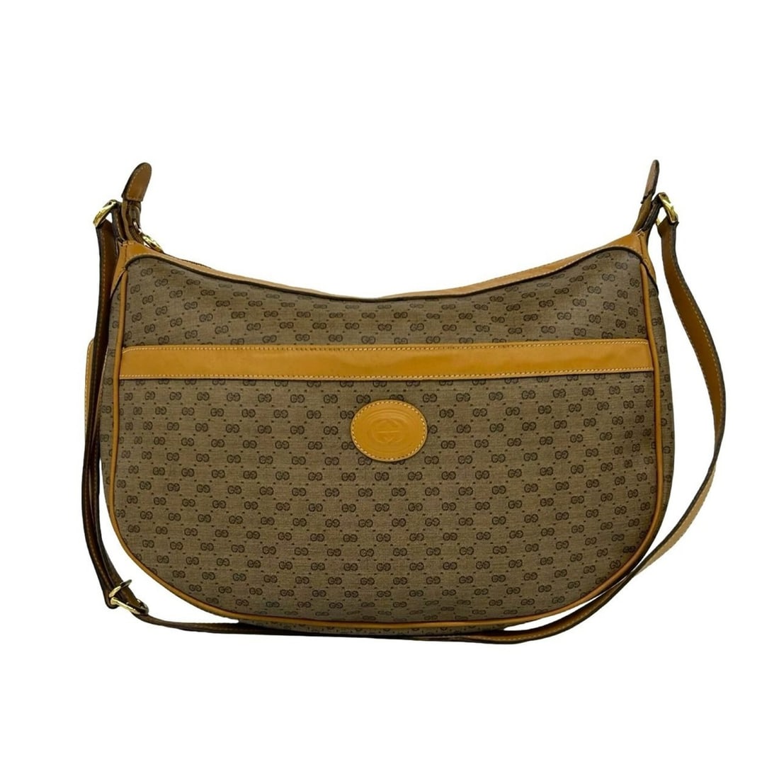 GUCCI Vintage Micro GG Logo Leather Shoulder Bag/Pouch/Sacoche, Brown, 97-10