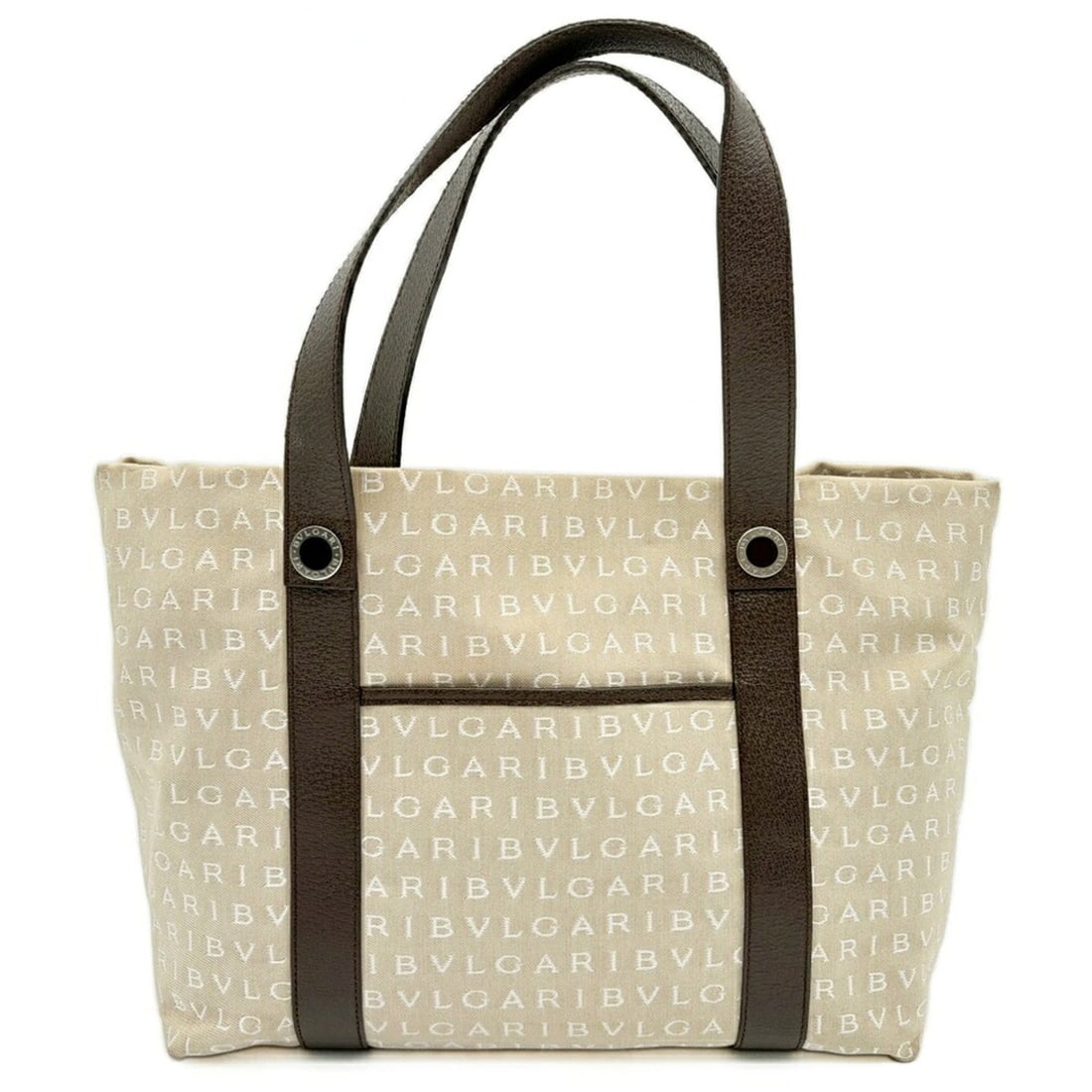 Bulgari BVLGARI bag, tote Mania, canvas, leather, beige, brown