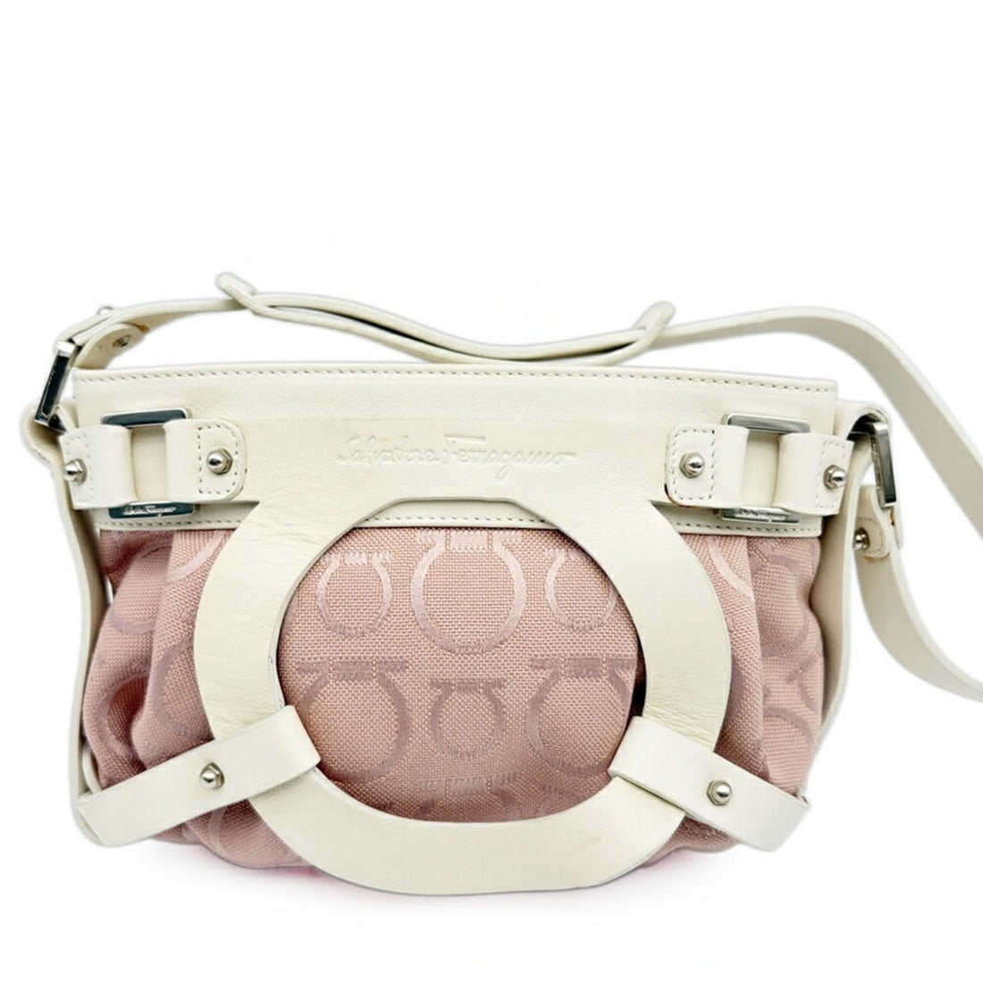 Salvatore Ferragamo bag, Gancini shoulder AU-21 5866, leather, pink.