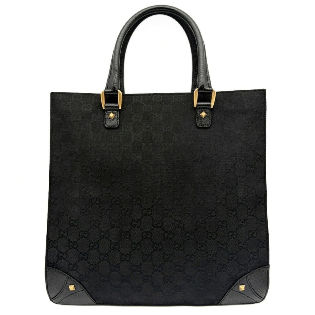 Gucci GG Canvas Tote Bag 120898 Black A4 Studs: --- Catalog ---Category: SizeSize (HxWxD): 32.5cm x 32cm x 8cm / 12.79'' x 12.59'' x 3.14''Category: DesignType: Tote bagColor: BlackGender: Men,WomenMaterial: GG canvas , Leather Category: GeneralBra