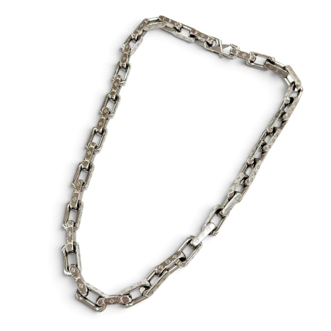 LOUIS VUITTON M00307 Collier Chain Monogram Necklace, Silver, Made in Italy, Men's, 2023 Model, with