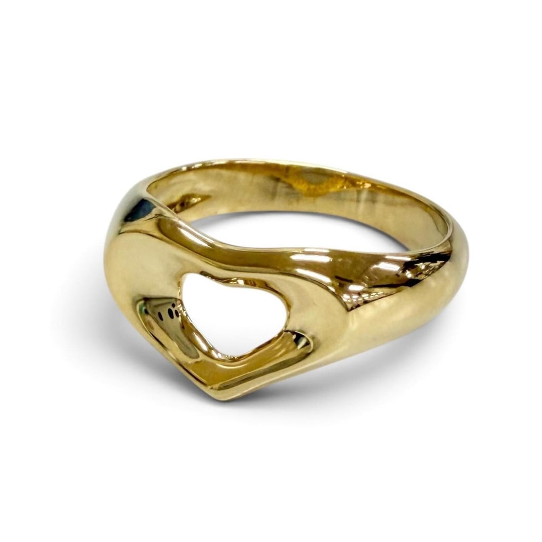 TIFFANY&Co. Tiffany & Co. Elsa Peretti Open Heart Ring, 750 (YG) Yellow Gold, Weight 4.12g, Women's,: --- Catalog ---Category: SizeJP Size: 9US Size: 5Category: DesignType: Band ringColor: Yellow goldGender: WomenMaterial: Yellow gold (18K)Category: GeneralBrand: Tiffany--- Item List ---Section: Condi