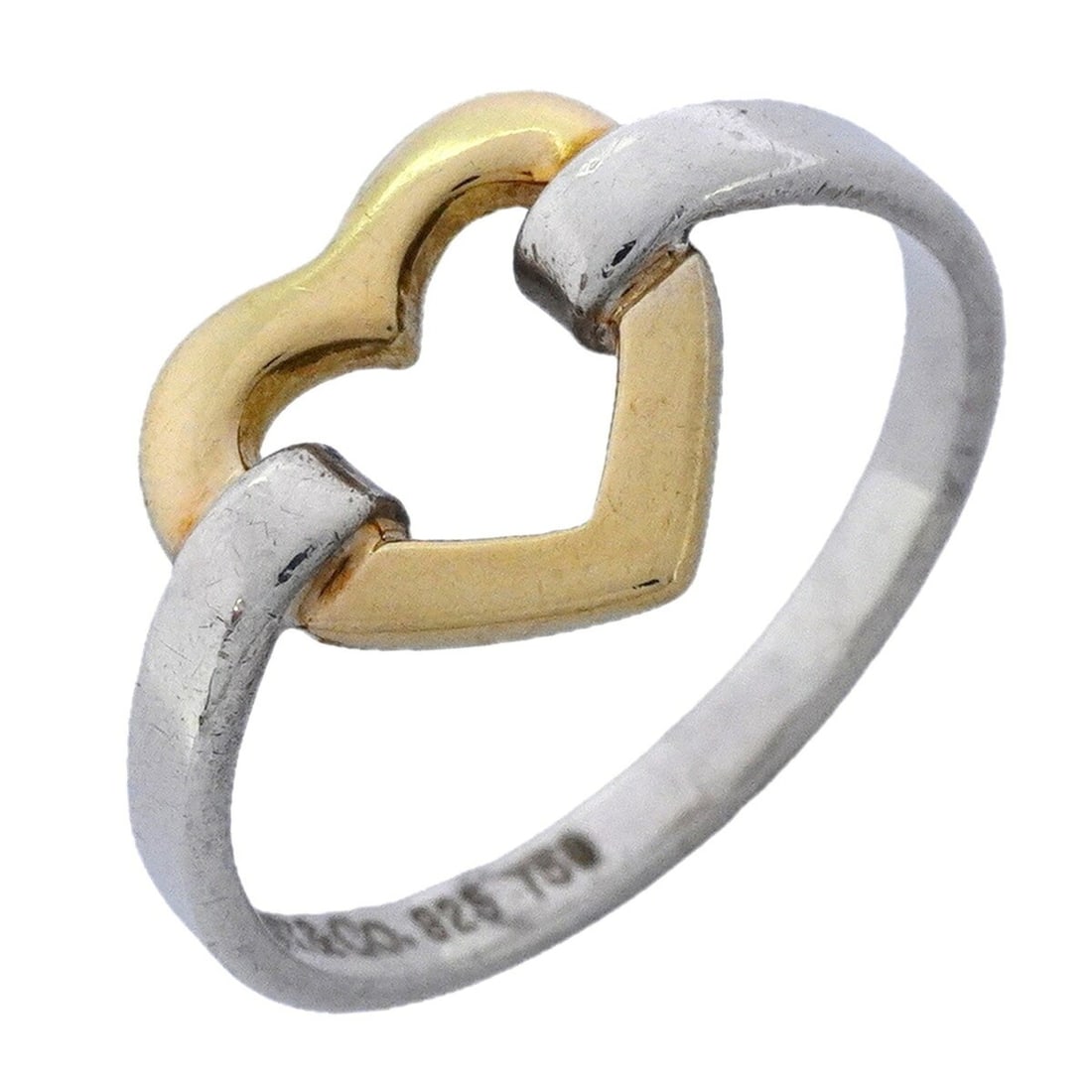 Tiffany & Co. Heart Ring, 18K Yellow Gold and Sterling Silver 925, Size 12, Women's, P3333049