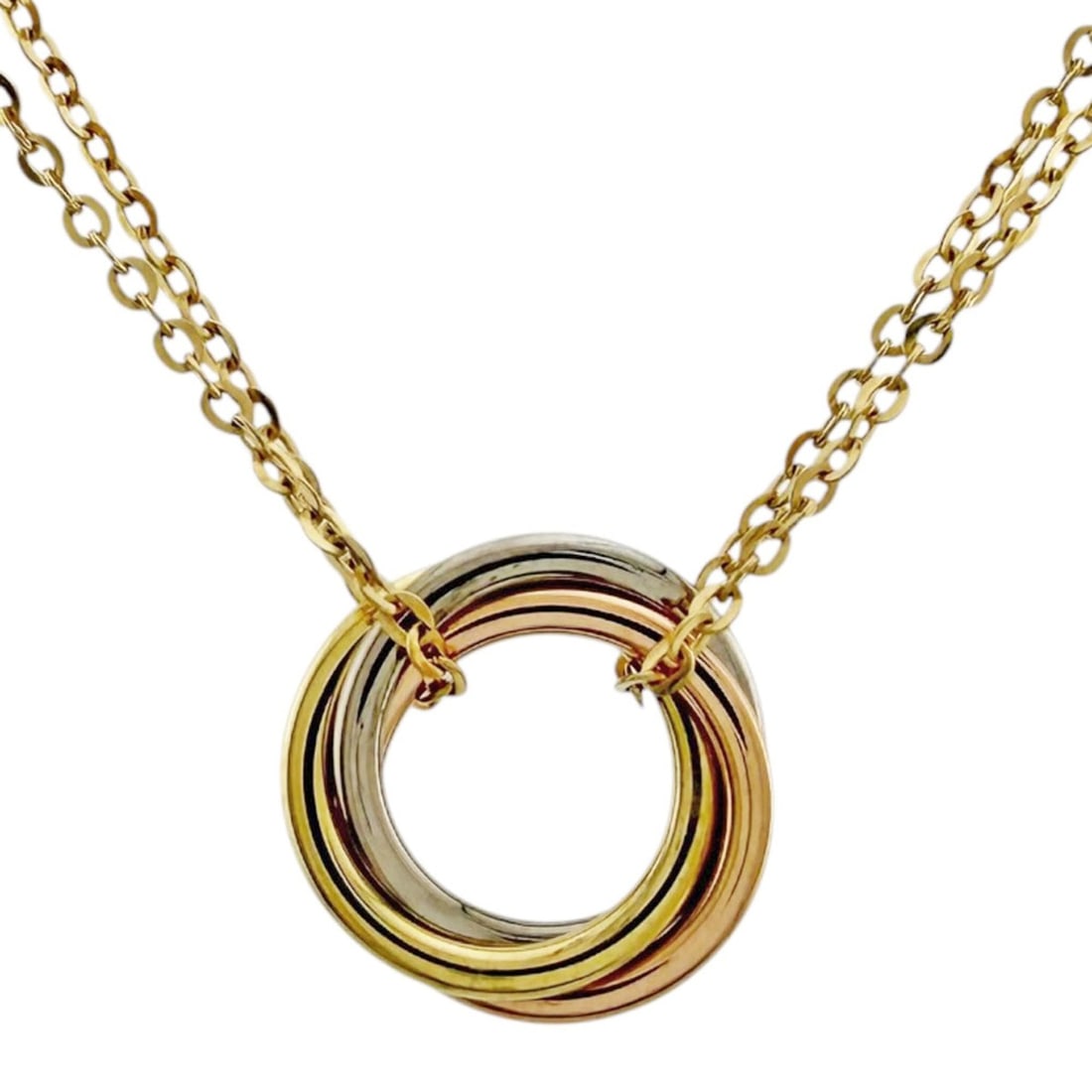 Cartier Sweet Trinity Necklace, 18K Yellow Gold, Women's, CARTIER, Pre-owned: --- Catalog ---Category: SizeWidth: 1mm / 0.04''Weight: 3.5g / 0.12oz.Pendant Size: 10.5mm x 10mm / 0.41'' x 0.39''Neck Circumference: 45 cm / 17.71''Category: DesignGender: WomenHandmade: YesMaterial