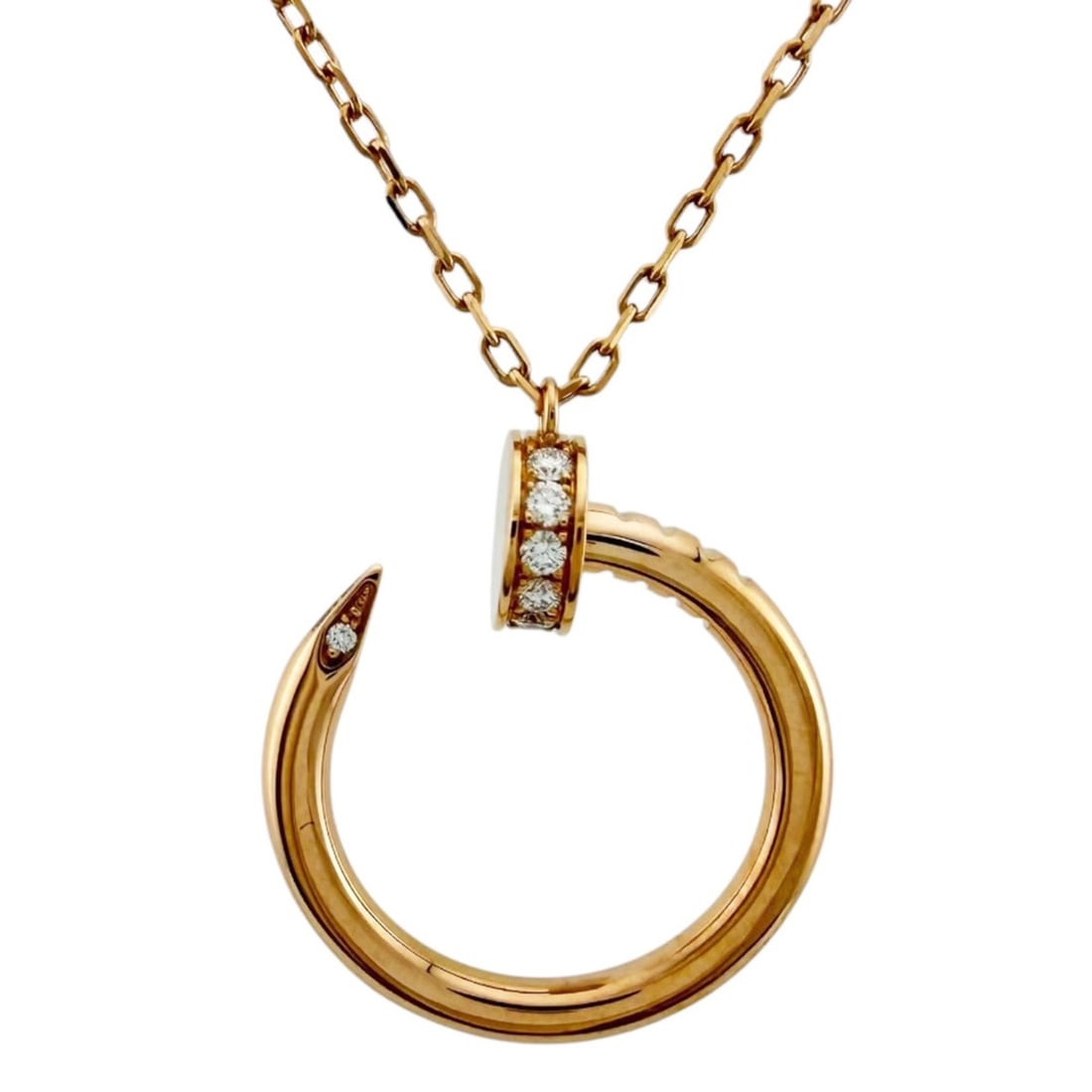 Cartier Juste un Clou Necklace, 18K Pink Gold, Diamond, Women's, CARTIER, Pre-owned: --- Catalog ---Category: SizeWidth: 1mm / 0.04''Weight: 5.8g / 0.2oz.Pendant Size: 22.5mm x 18.5mm / 0.88'' x 0.72''Neck Circumference: 41 cm / 16.14''Category: DesignStone: DiamondGender: WomenHandma
