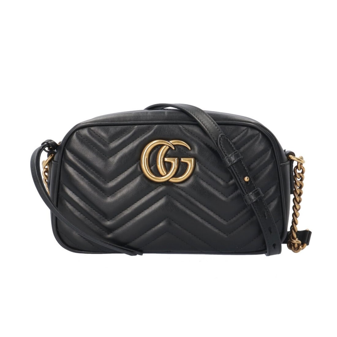 Gucci GG Marmont Shoulder Bag, Handbag, Leather, 447632, Black, Women's, Pre-owned, Chain: --- Catalog ---Category: SizeWeight: 405g / 14.28oz.Size (HxWxD): 14cm x 23.5cm x 7.5cm / 5.51'' x 9.25'' x 2.95''Strap Length: 126cm - 134cm / 49.6'' - 52.75''Category: DesignType: Handbag, Shoulder 