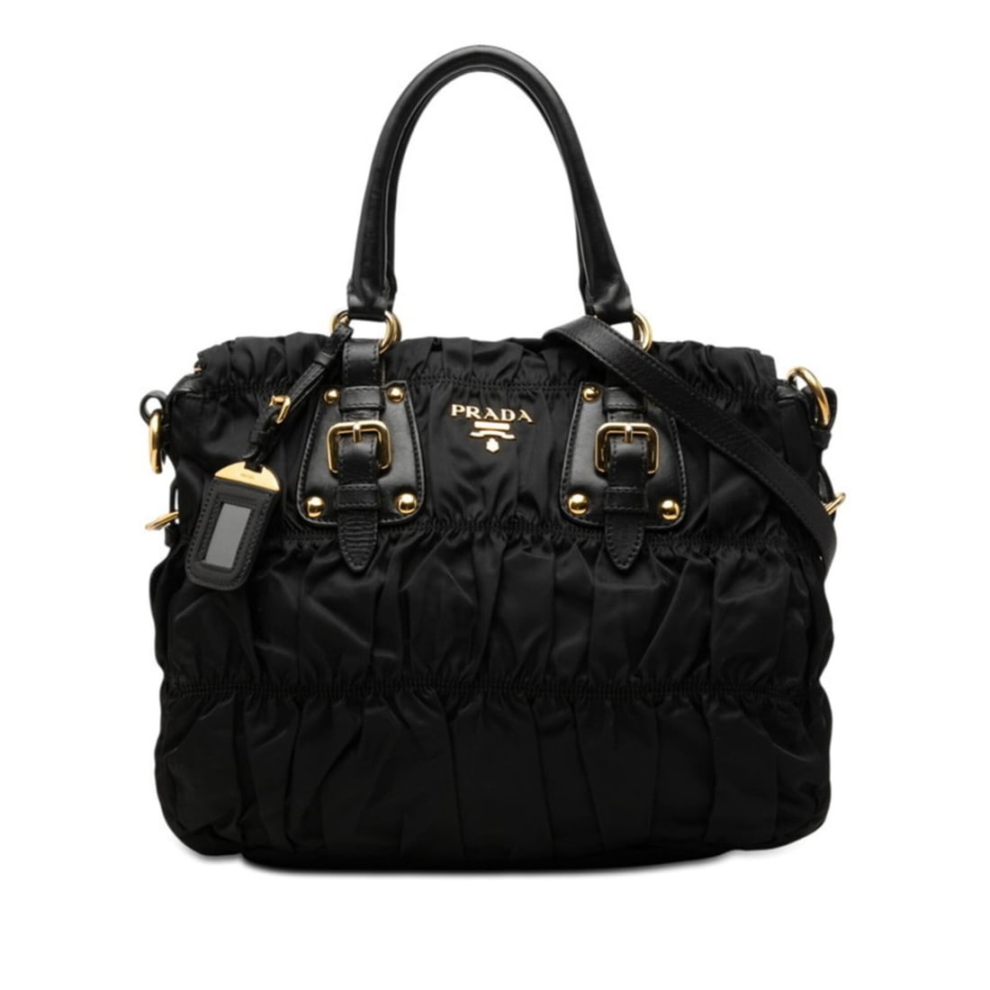 Prada Gathered Logo Tote Bag Shoulder 2WAY BN2346 Black Nylon Leather Women's PRADA: --- Catalog ---Category: SizeSize (HxWxD): 27cm x 34cm x 16cm / 10.62'' x 13.38'' x 6.29''Category: DesignType: Shoulder bag, Tote bagColor: BlackGender: WomenMaterial: Nylon , Leather Category: Gener