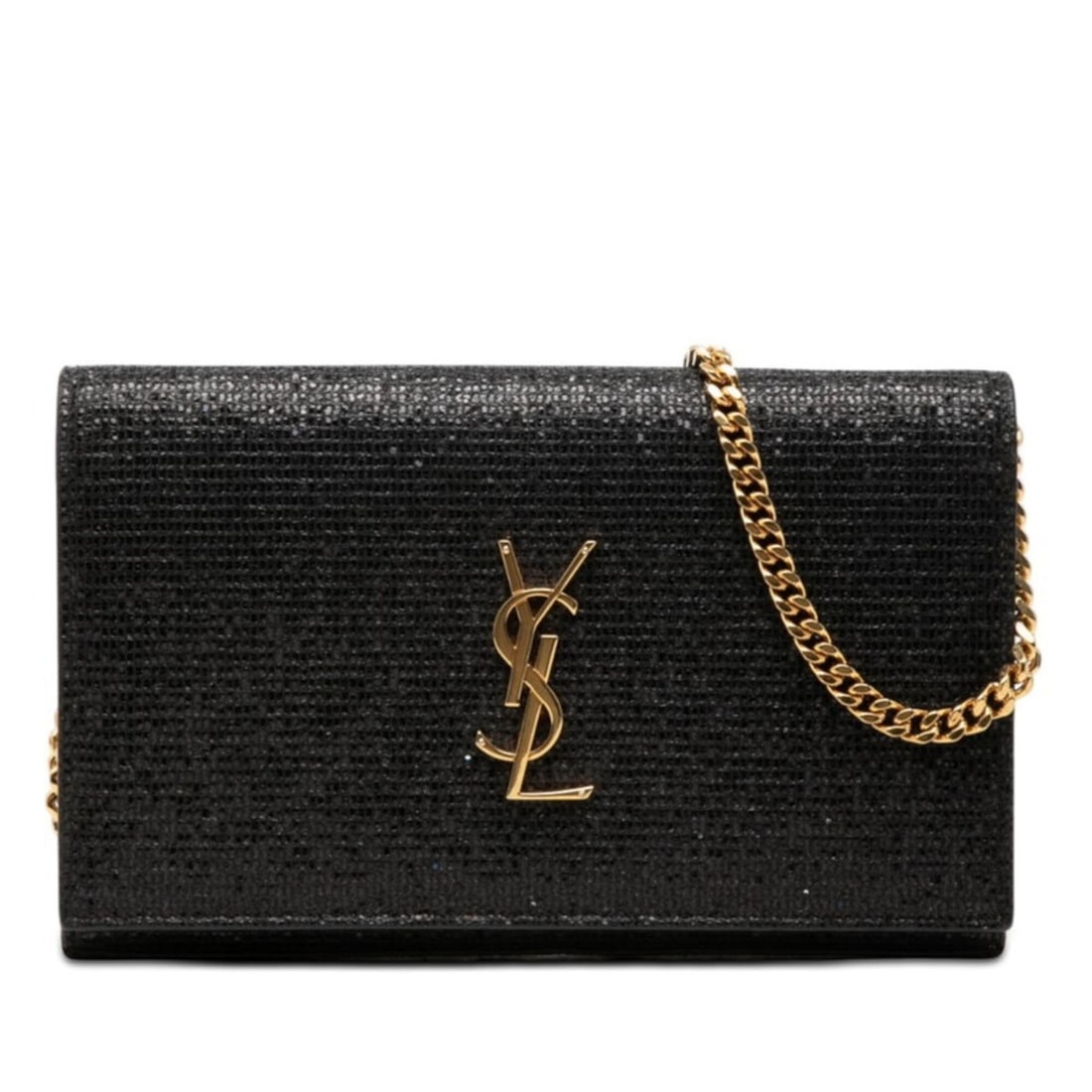 Saint Laurent YSL Logo Kate Wallet Chain Shoulder Bag, Crossbody, Black Sequin Leather, Women's: --- Catalog ---Category: SizeSize (HxWxD): 13.5cm x 22.5cm x 3.5cm / 5.31'' x 8.85'' x 1.37''Category: DesignType: Shoulder bagColor: BlackGender: WomenMaterial: Spangles , Leather Category: GeneralBr