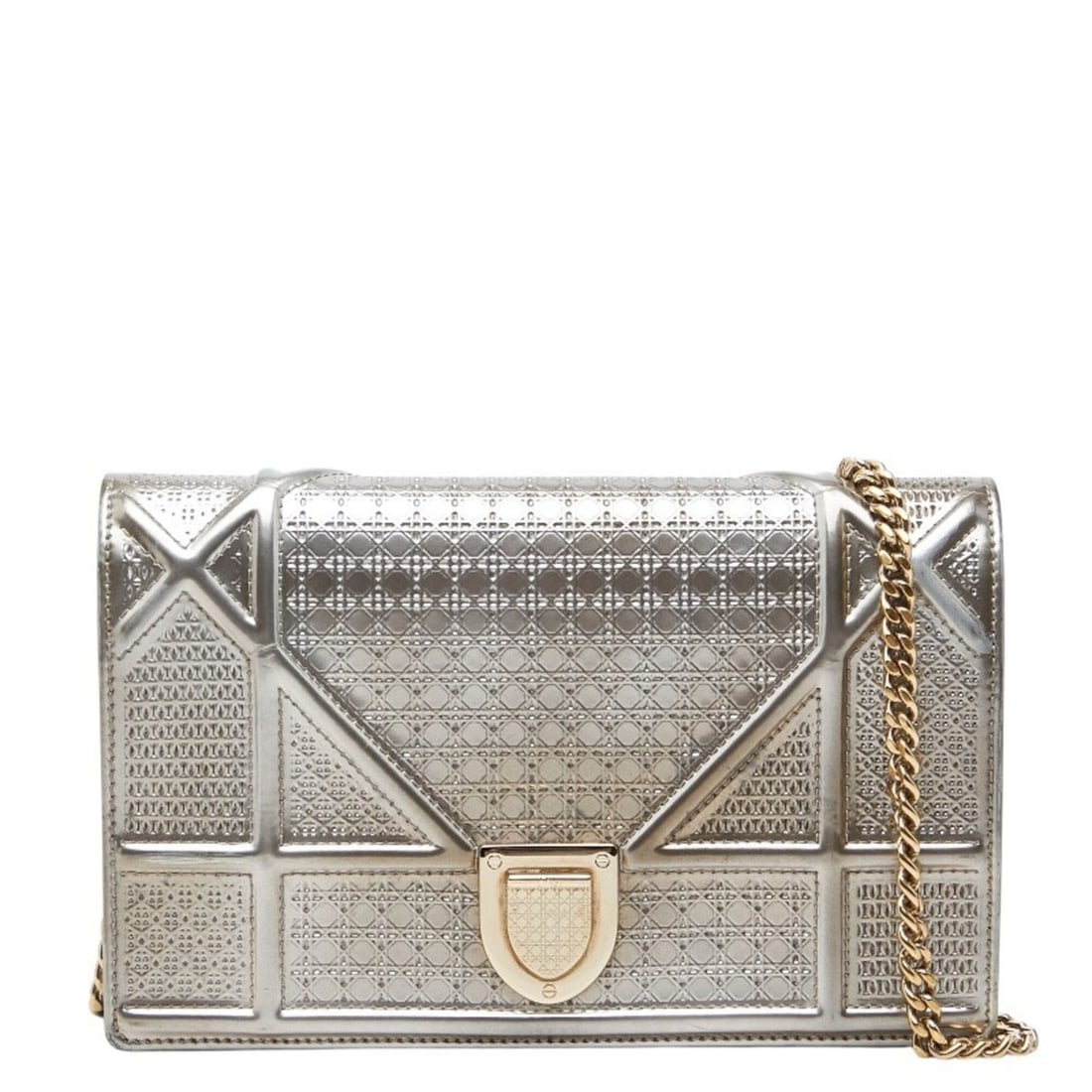 Christian Dior Dior Diorama Chain Shoulder Bag, Silver Patent Leather, Women's (1 of 14)