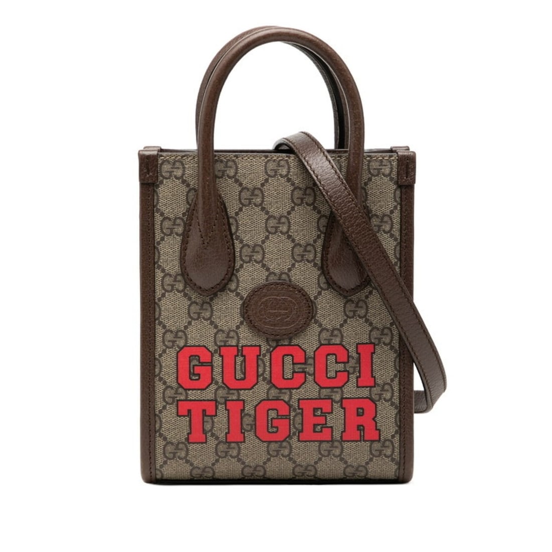 Gucci Tiger GG Supreme Interlocking G Handbag Shoulder Bag 2WAY 671623 Beige Brown Leather Women's: --- Catalog ---Category: SizeSize (HxWxD): 19.5cm x 15.5cm x 7cm / 7.67'' x 6.1'' x 2.75''Category: DesignType: Handbag, Shoulder bagColor: Beige, BrownGender: WomenMaterial: PVC , Leather Category: G