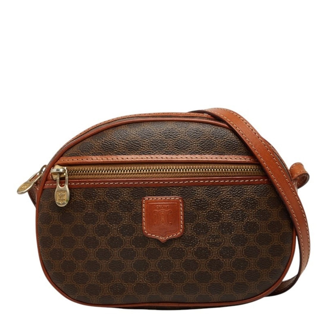 Celine Macadam Crossbody Shoulder Bag, Brown Leather, Women's CELINE