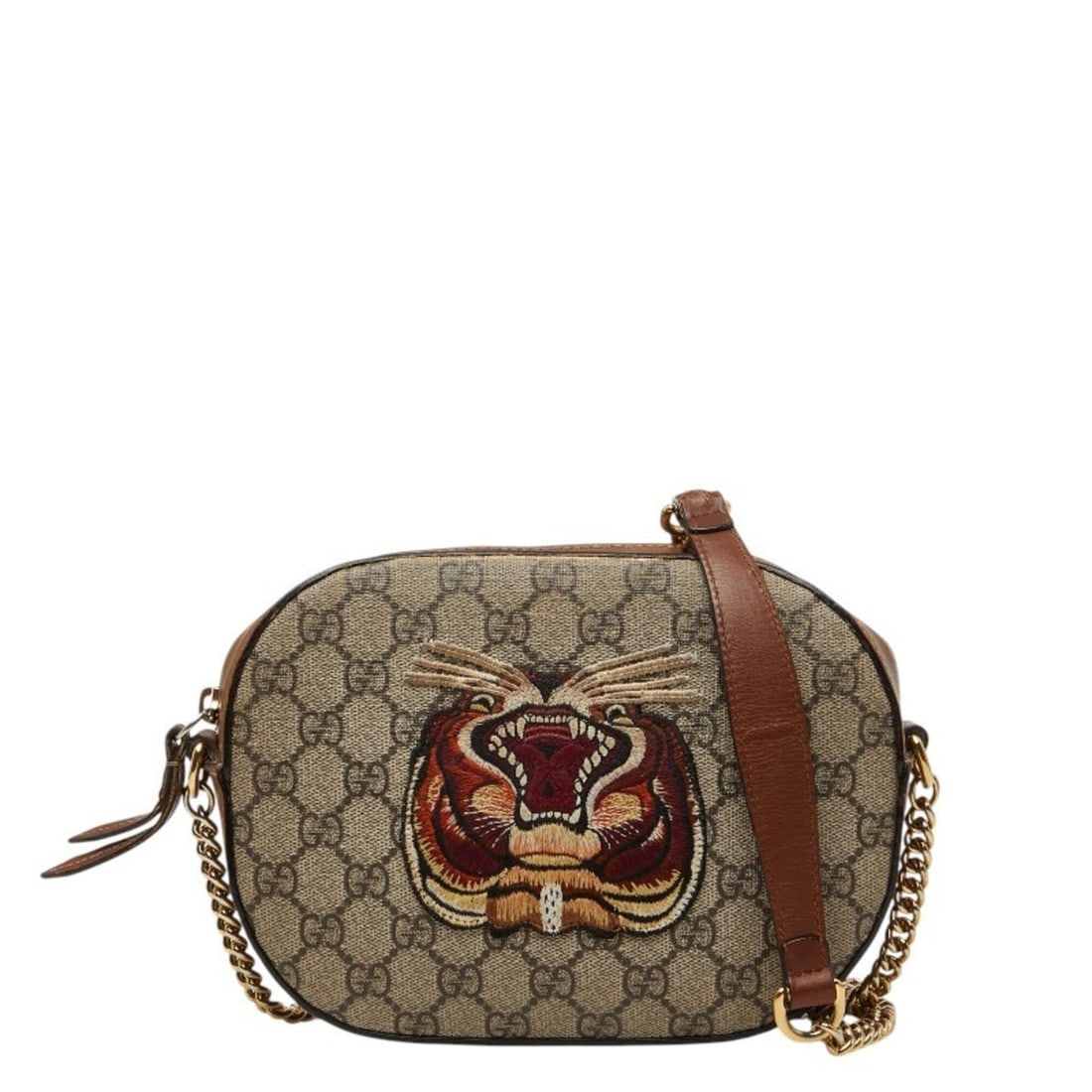 Gucci GG Supreme Tiger Crossbody Bag, Shoulder 409535, Brown/Beige Leather, Women's, GUCCI: --- Catalog ---Category: SizeSize (HxWxD): 16cm x 21.5cm x 5.5cm / 6.29'' x 8.46'' x 2.16''Category: DesignType: Shoulder bagColor: Beige, BrownGender: WomenMaterial: PVC , Leather Category: GeneralBr