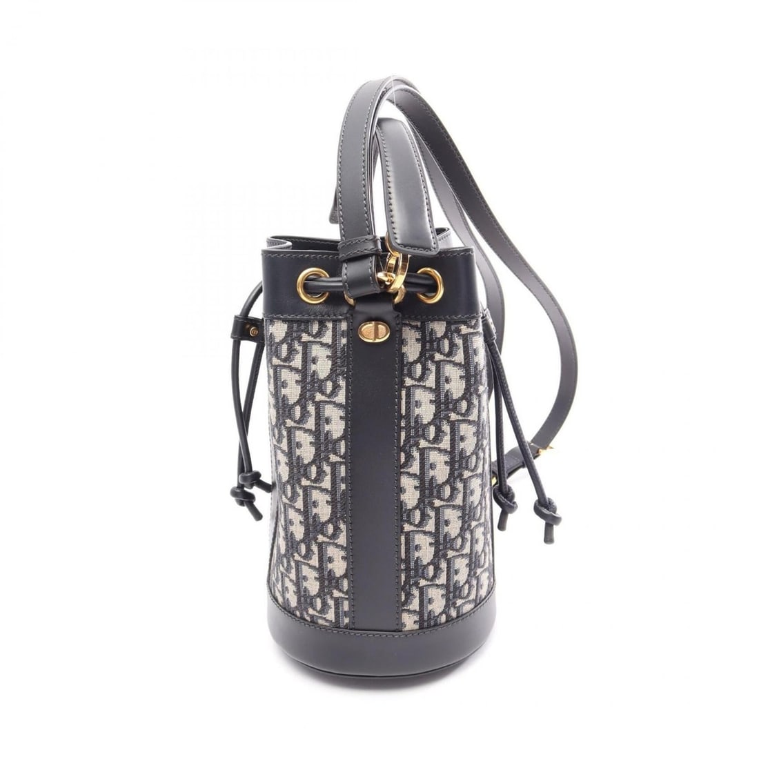 Christian Dior Oblique Small Backpack/Handbag, Leather and Canvas, Women's, Beige/Navy, 3350UTZQ