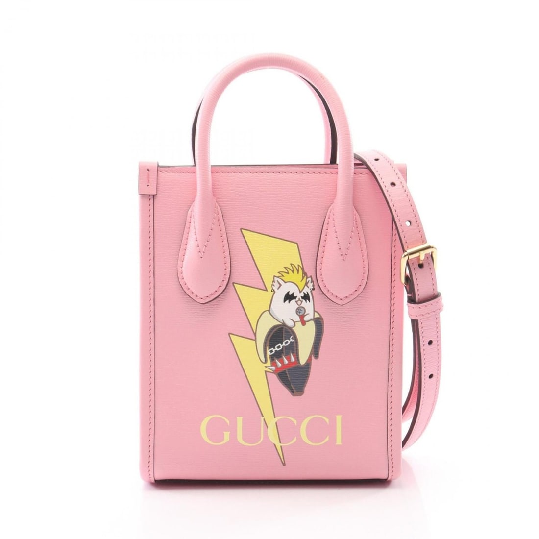 Gucci x Bananya Mini Tote Bag, 2-Way Handbag, Leather, Women's, Pink/Multicolor, 671623: --- Catalog ---Category: SizeSize (HxWxD): 19cm x 15.5cm x 6.5cm / 7.48'' x 6.1'' x 2.55''Category: DesignType: HandbagColor: Multi-color, PinkGender: WomenMaterial: Leather Category: GeneralMPN: 6716